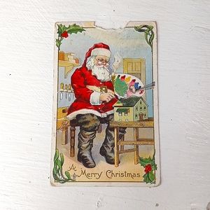 Santa toy maker Christmas Antique Postcard
